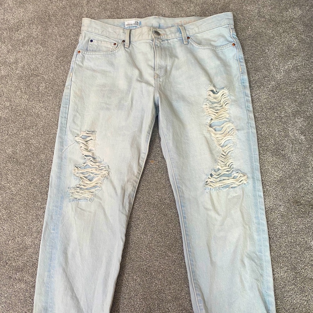 Light wash destroyed low rise GAP boyfriend jeans